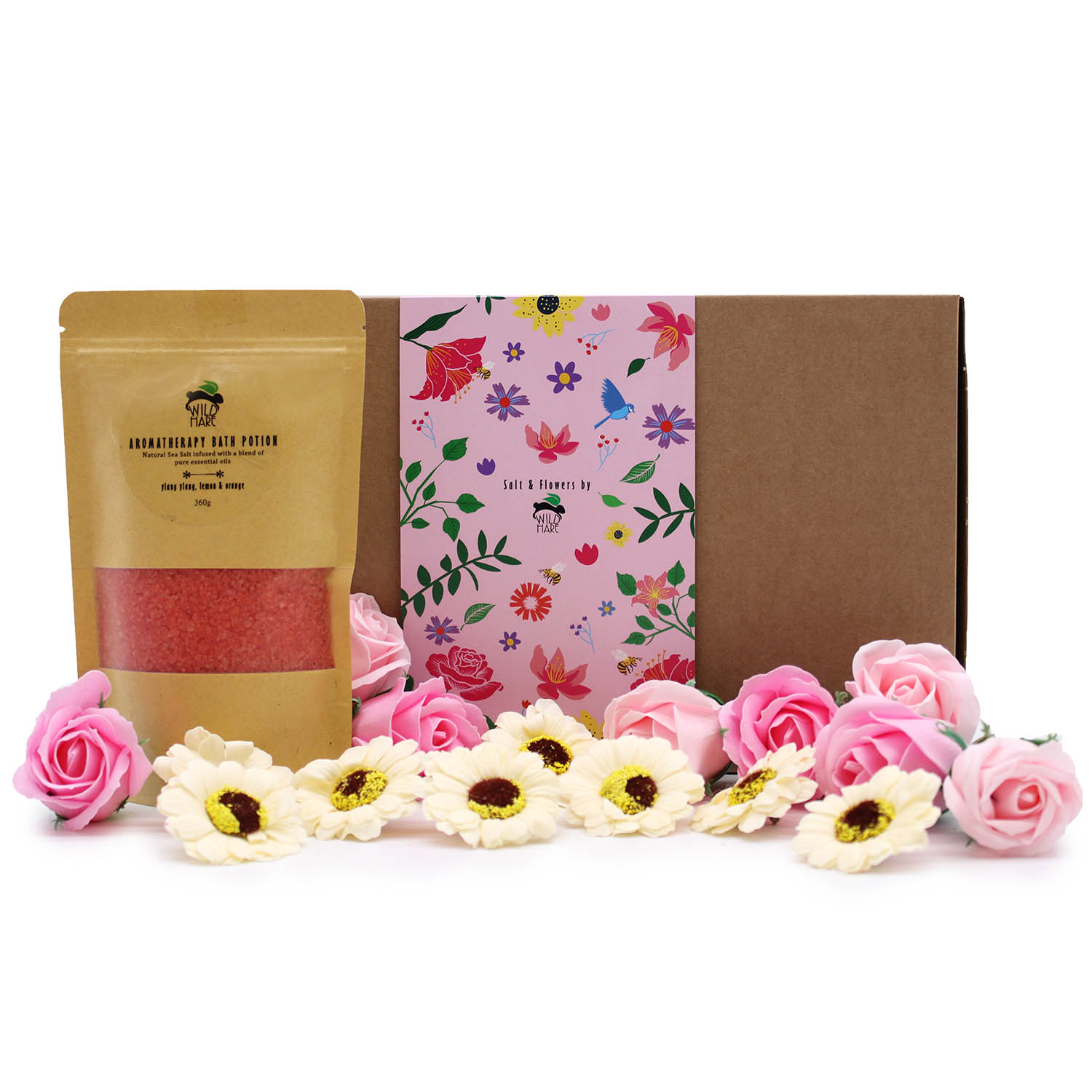 Wild Hare Aromatherapy Salt & Flowers Gift Set – Passion (Ylang Ylang, Lemon & Orange)