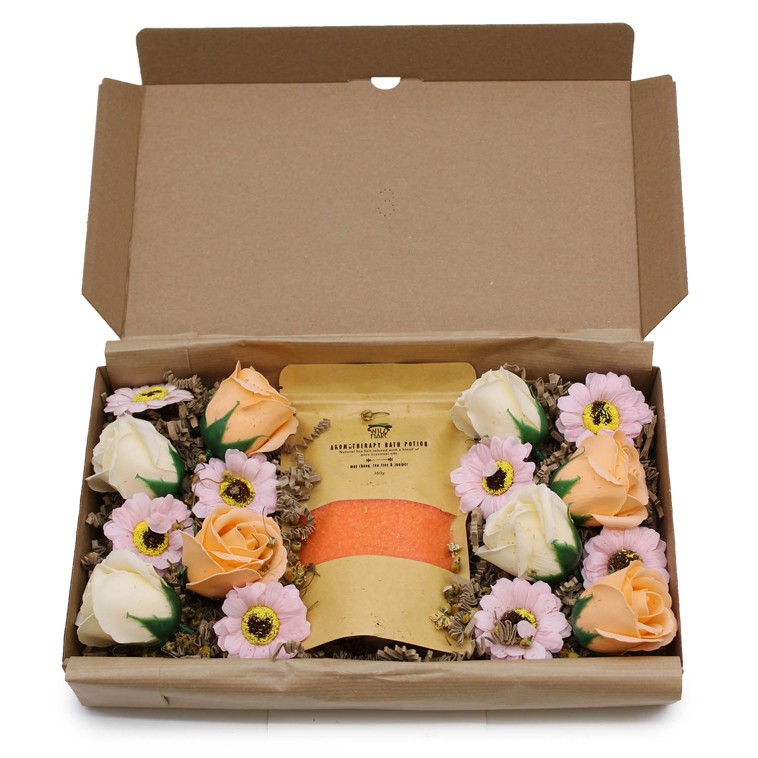 Wild Hare Aromatherapy Salt & Flowers Gift Set – Total Detox (May Chang, Tea Tree & Juniper)1
