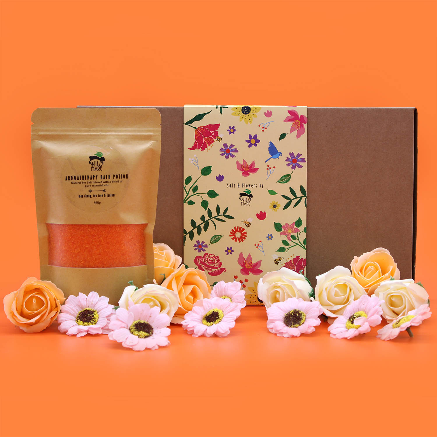 Wild Hare Aromatherapy Salt & Flowers Gift Set – Total Detox (May Chang, Tea Tree & Juniper)3