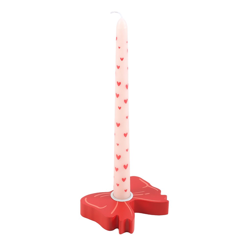 Red Bow Taper Candle Holder1