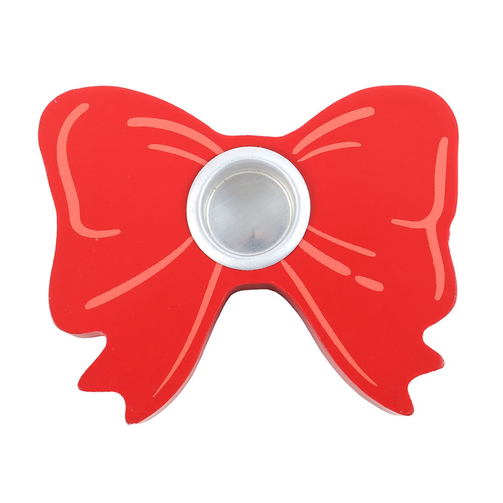 Red Bow Taper Candle Holder2
