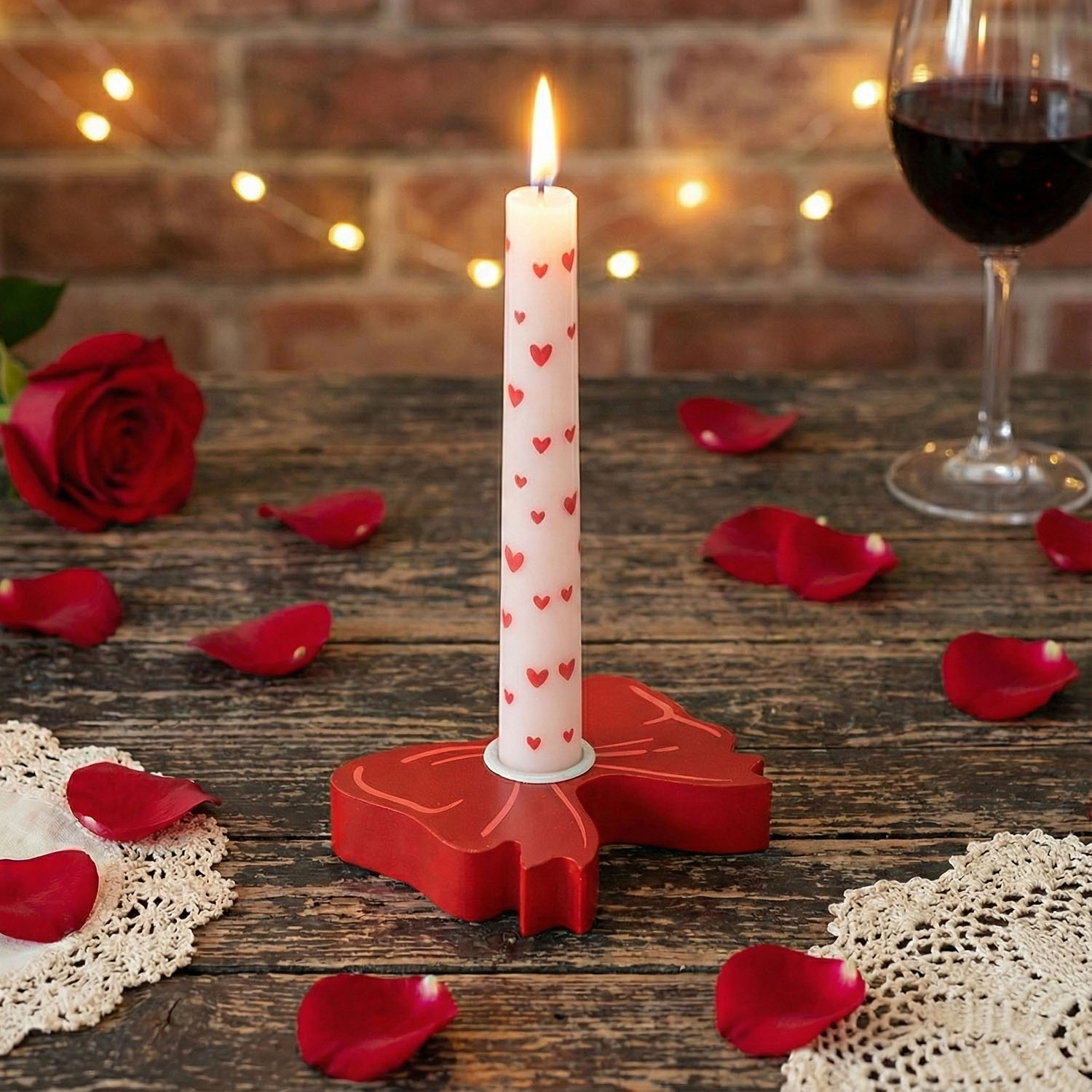 Red Bow Taper Candle Holder5