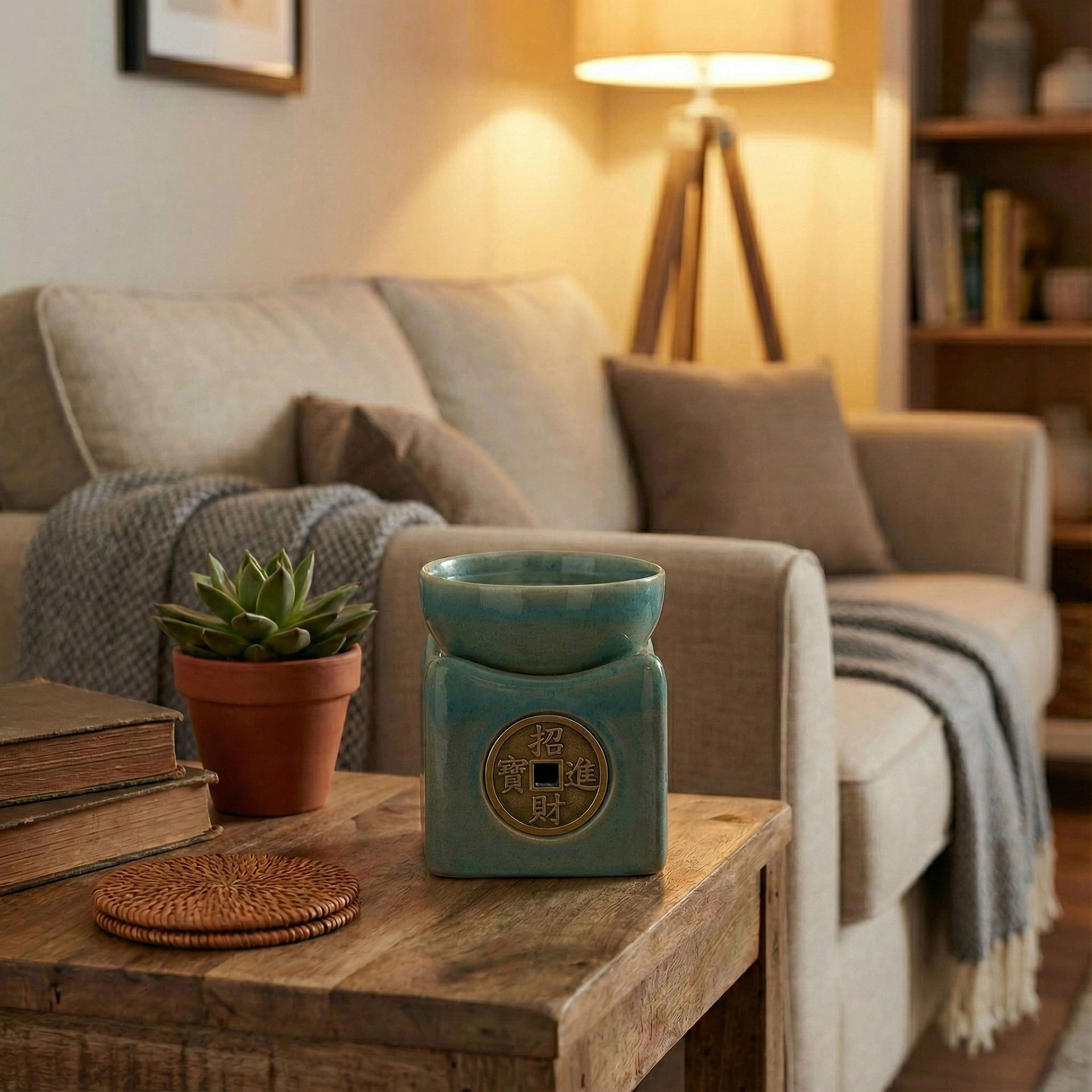 Lucky Coin Large Oil Burner - Jade3