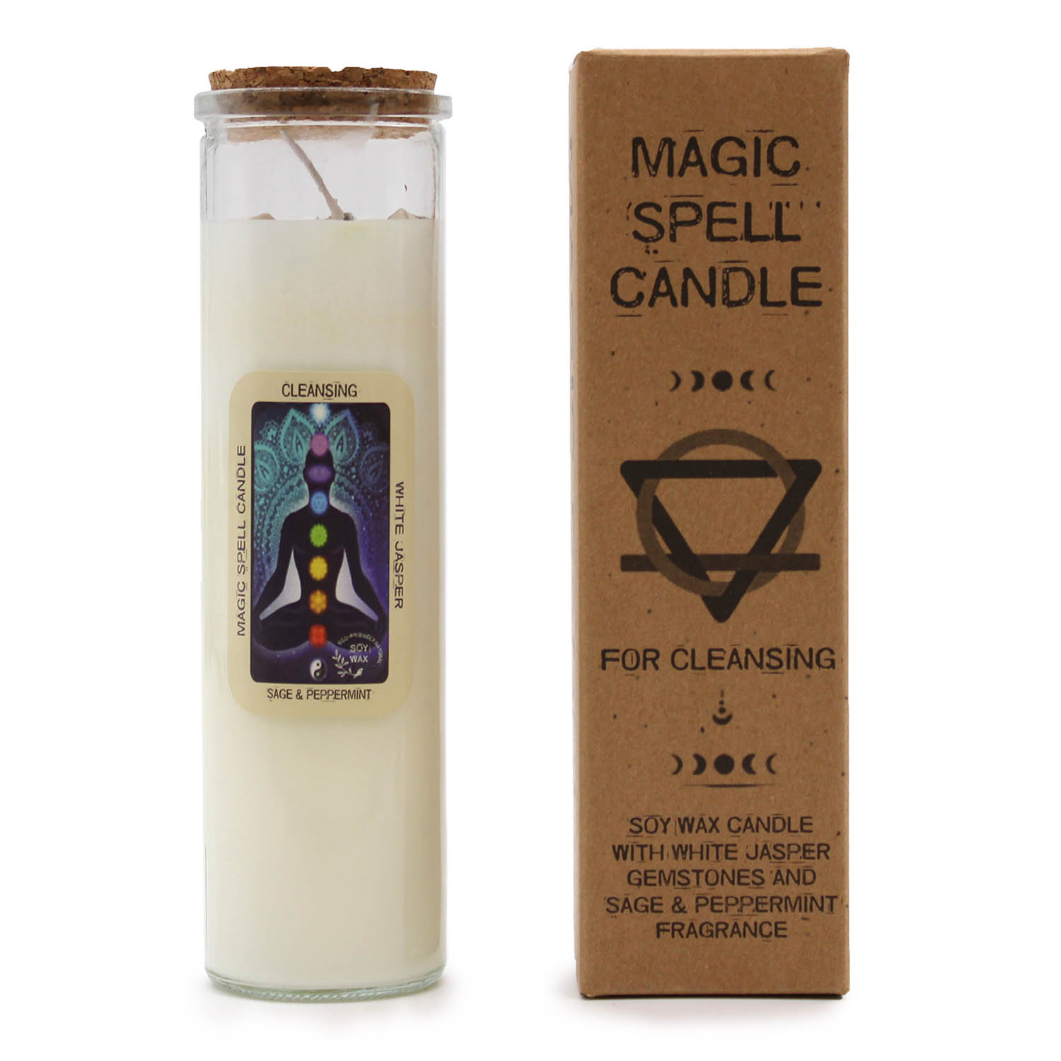 Cleansing Magic Spell Soy Candle - White Jasper, Sage & Peppermint2
