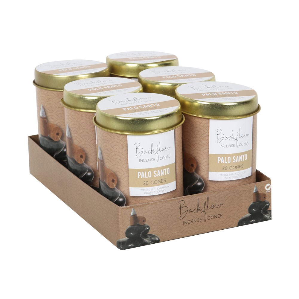 Elements Palo Santo Jumbo Backflow Incense Cones - 6 Tins (120 Cones)