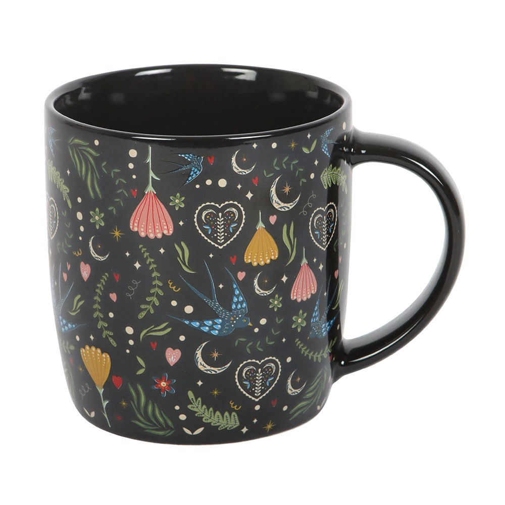Black Midnight Bloom Print Mug2