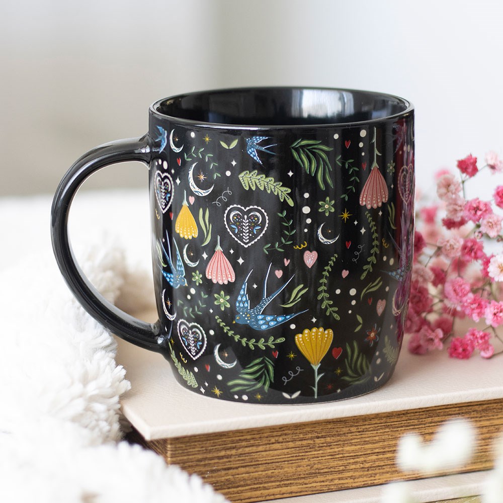 Black Midnight Bloom Print Mug3