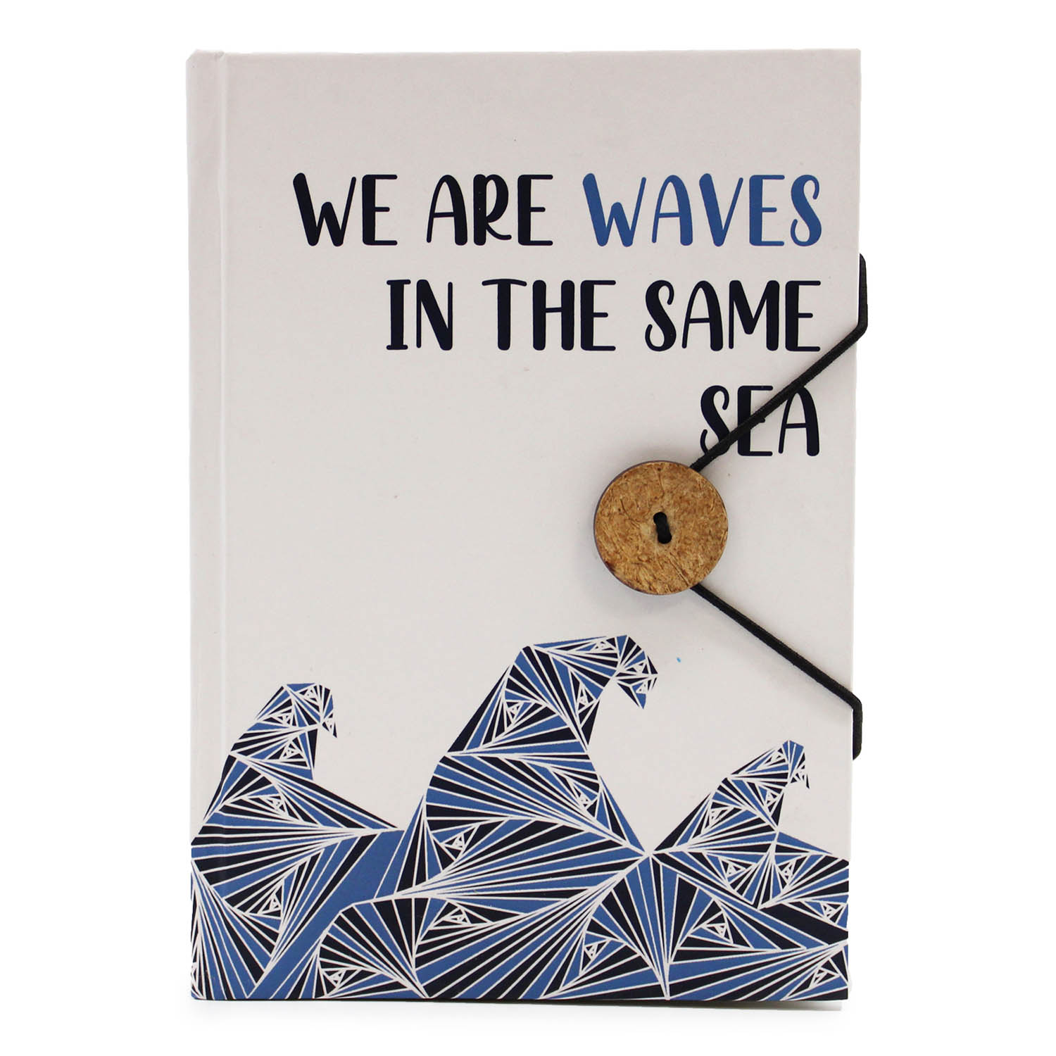 Recycled Paper Notebook with Strap - Waves in the Same Sea