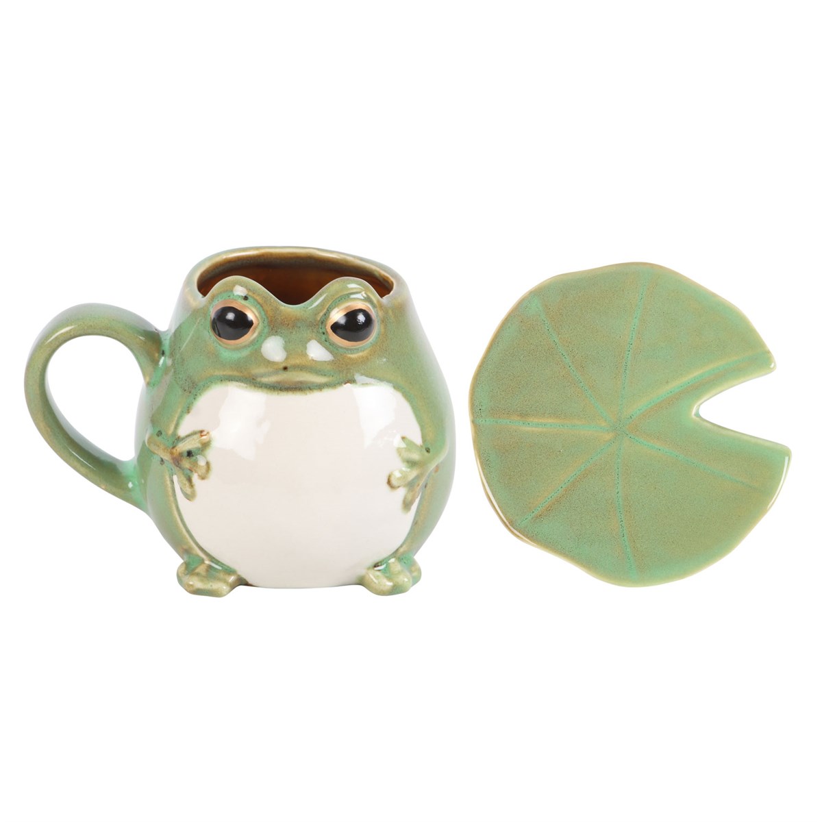Frog Shaped Ceramic Mug & Lily Pad Saucer Gift Set2