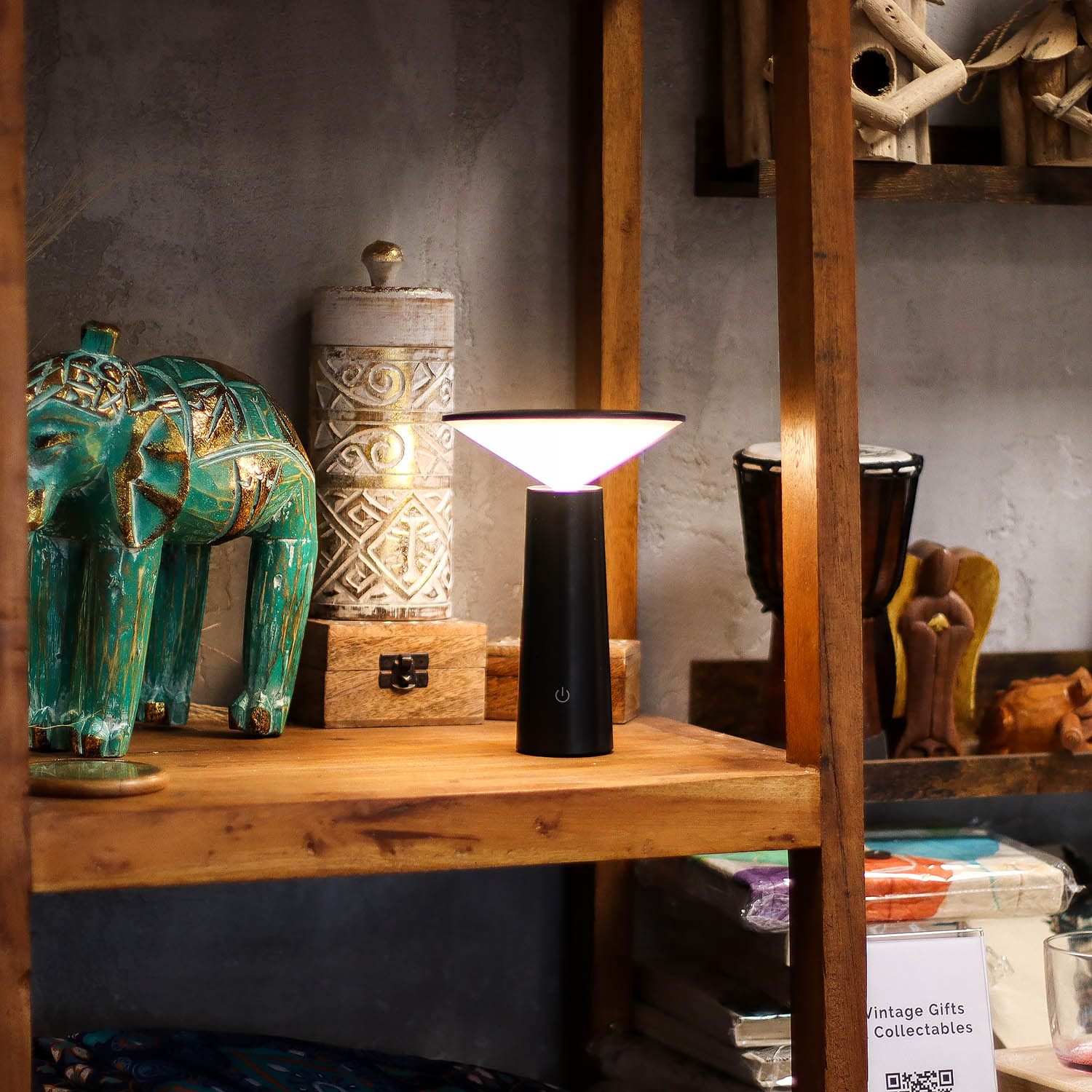 Black Mushroom Touch Lamp – Dimmable LED & USB-C Rechargeable4