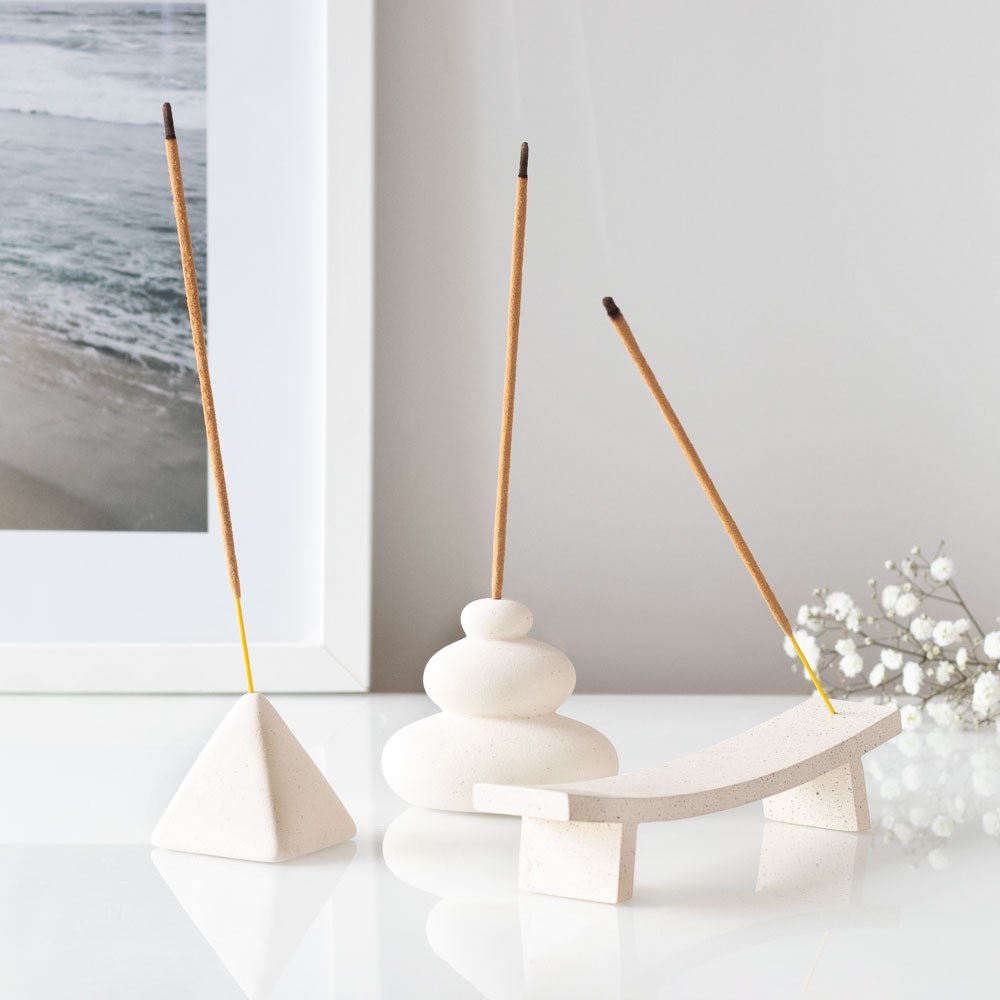 Cream Speckle Pyramid Incense Stick Holder4