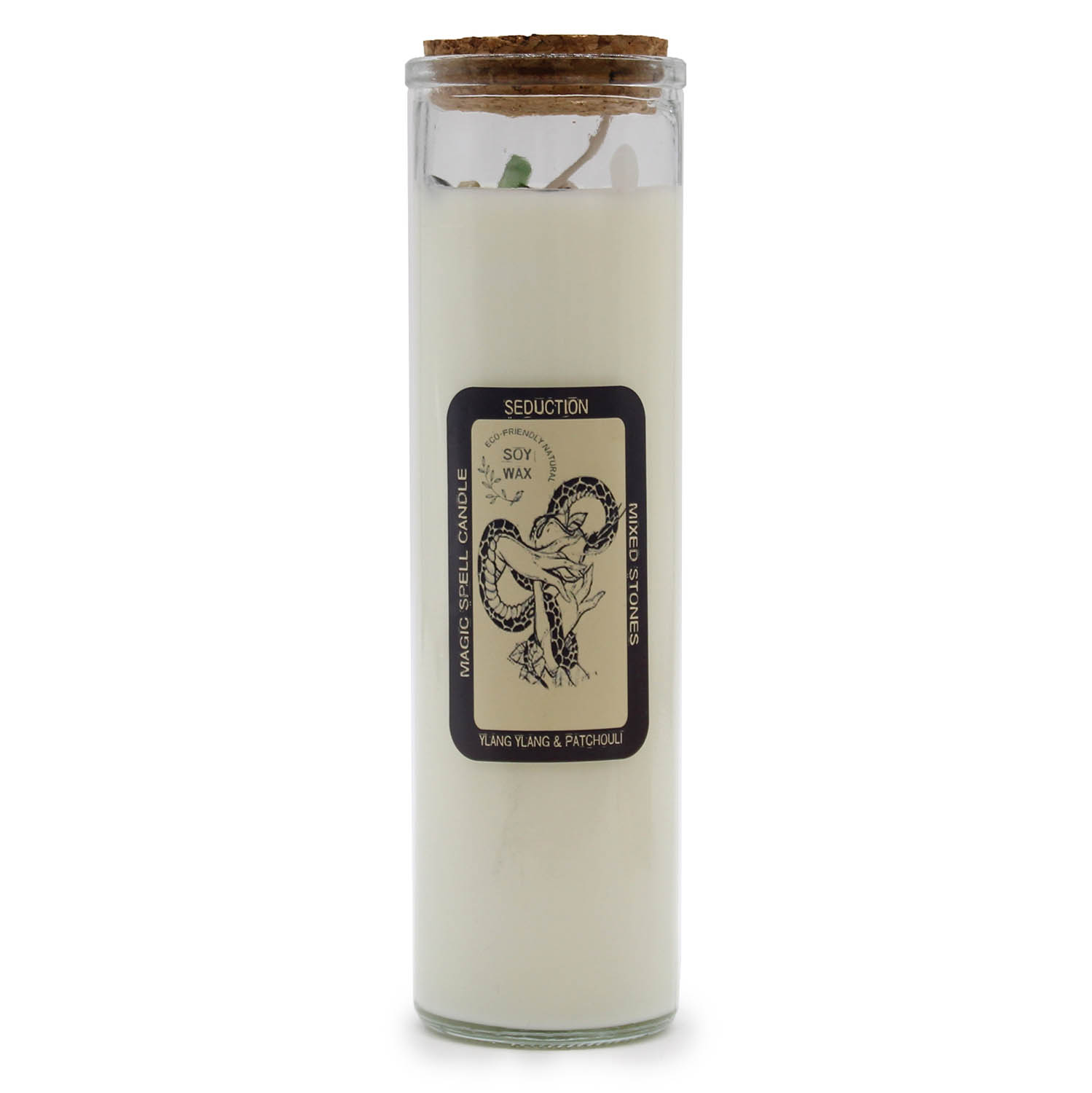 Seduction Magic Spell Soy Candle - Mixed Gemstones, Ylang Ylang & Patchouli