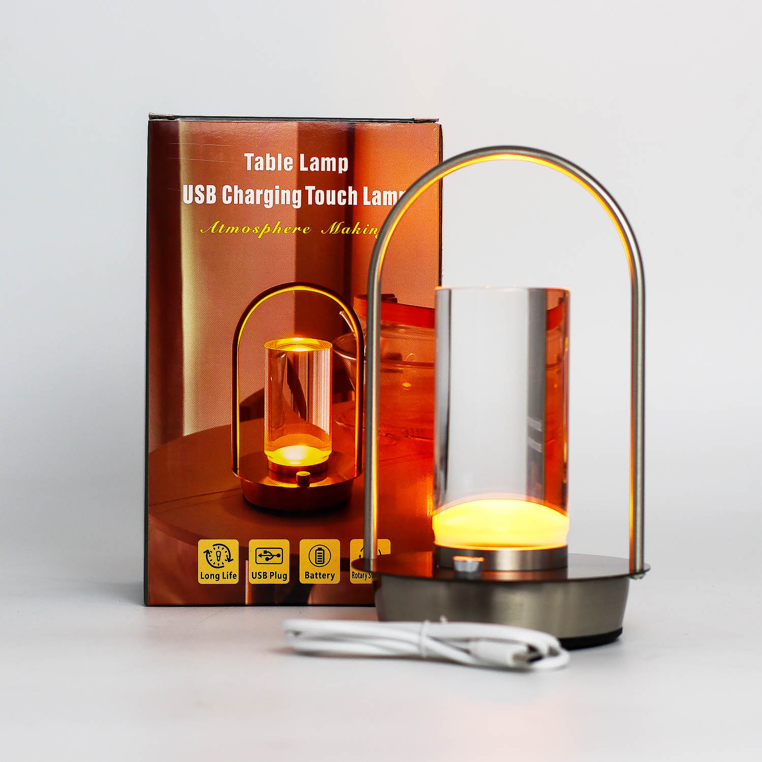 USB-C Rechargeable Crystal Lantern – Dimmable LED Touch Lamp3