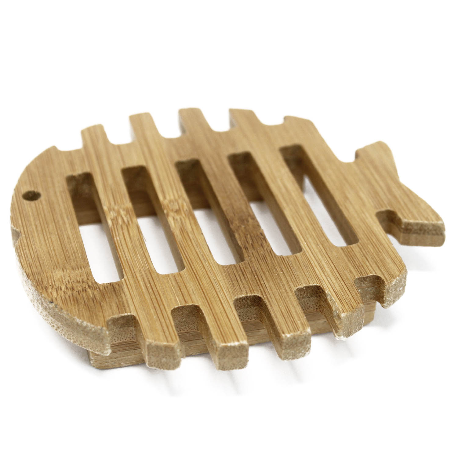 Hemu Wood Soap Dish - Fish / Slotted Design