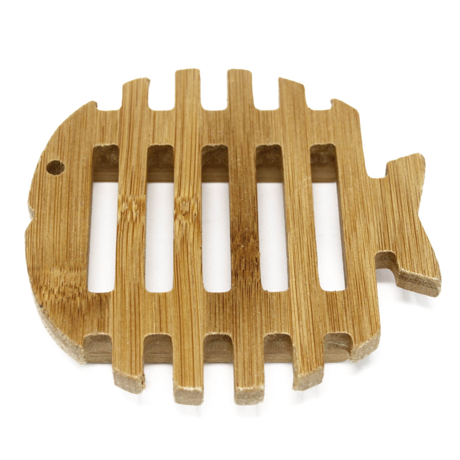 Hemu Wood Soap Dish - Fish / Slotted Design1