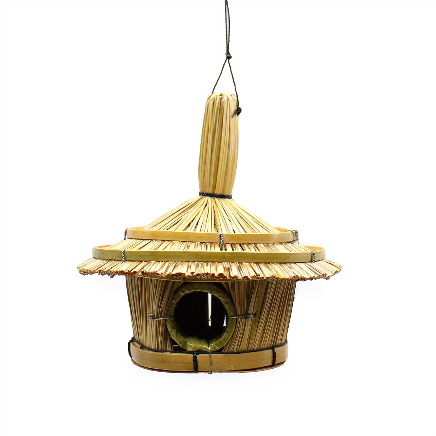 Small Round Seagrass Bird Box – Natural Balinese Hanging Garden Nester (17x17cm)