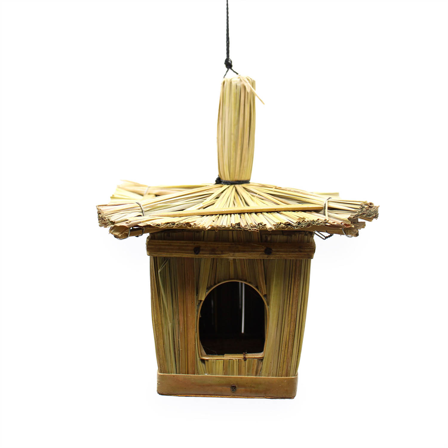 Small Square Seagrass Bird Box – Natural Balinese Hanging Garden Nester (18x13cm)