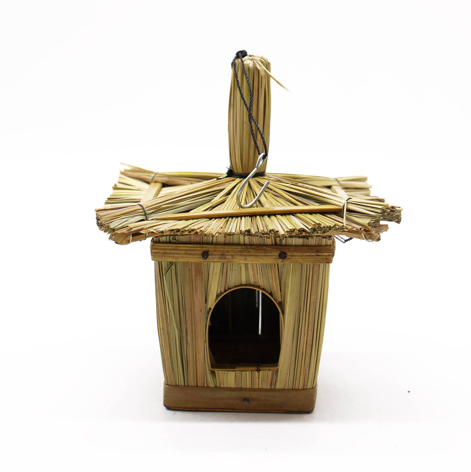 Small Square Seagrass Bird Box – Natural Balinese Hanging Garden Nester (18x13cm)1
