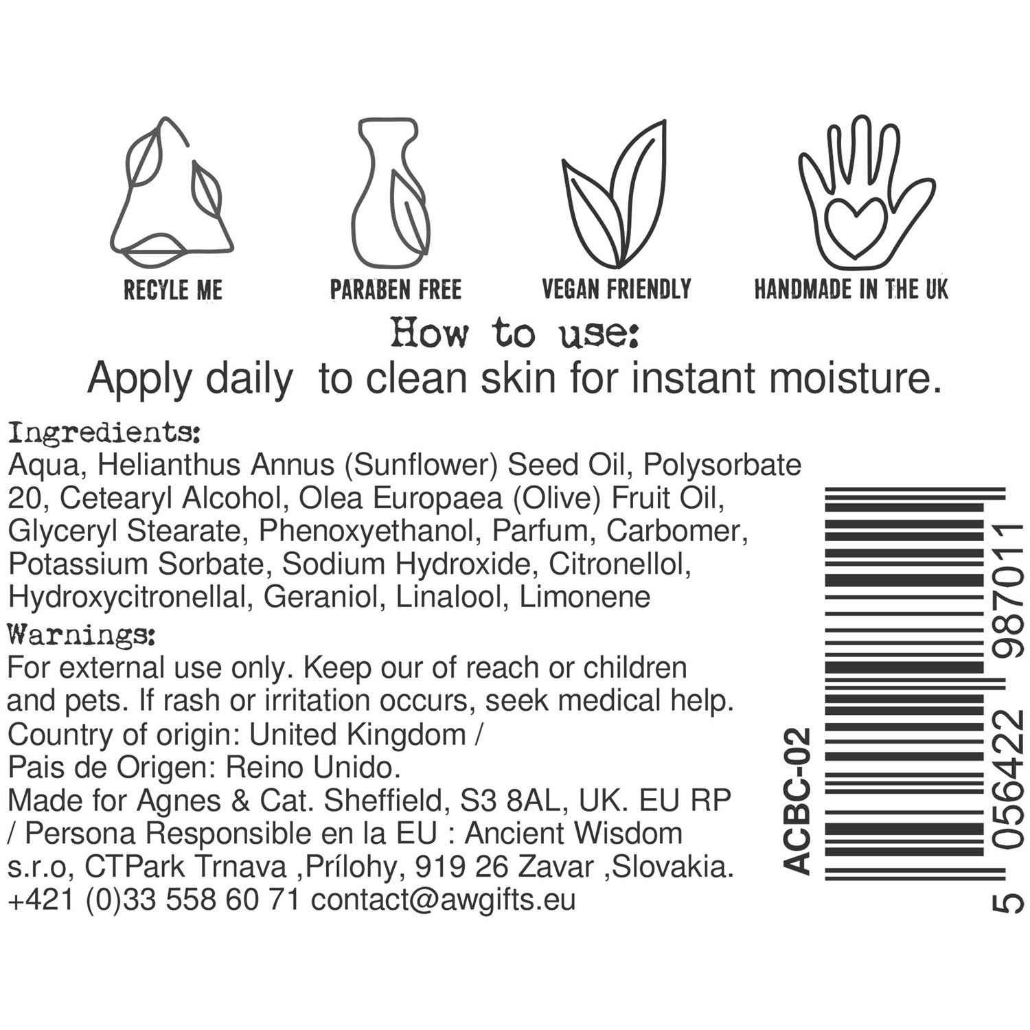 Agnes & Cat Hand & Body Cream - Sea Salt & Moss (300ml)5