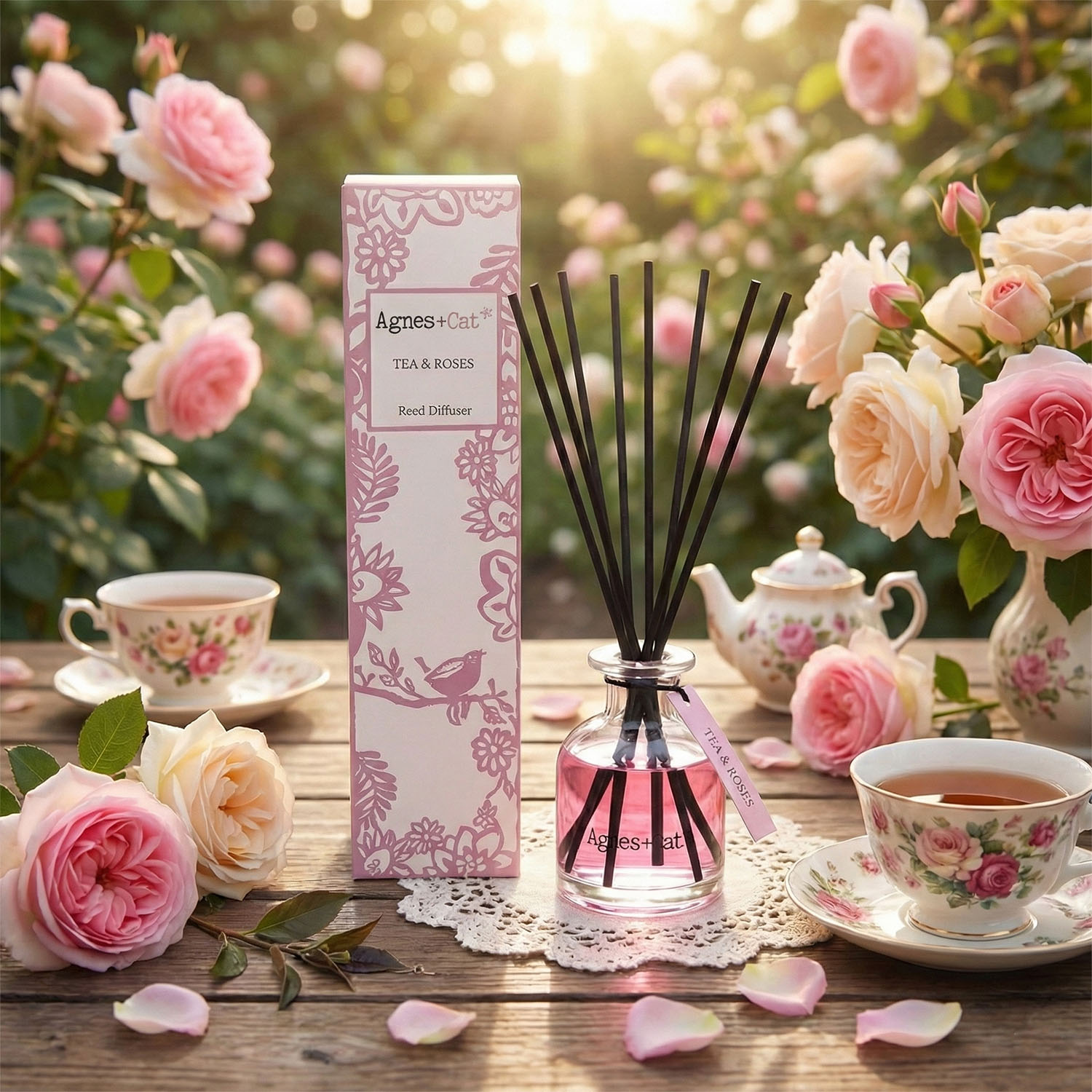Agnes & Cat Reed Diffuser - Tea & Roses (140ml)1