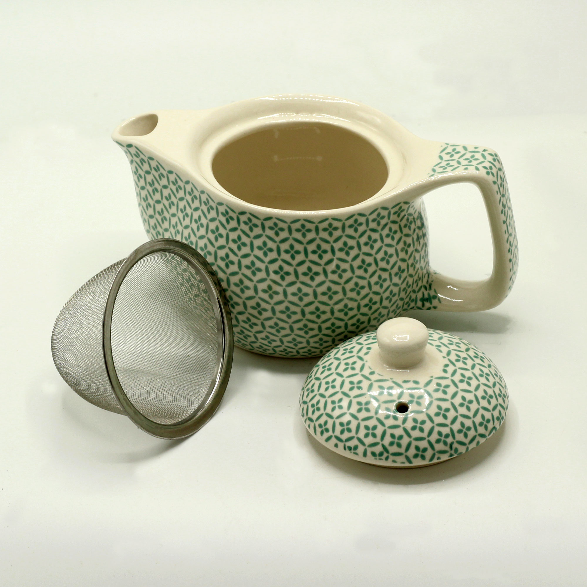 Green Mosaic Ceramic Herbal Teapot with Infuser (350ml)1