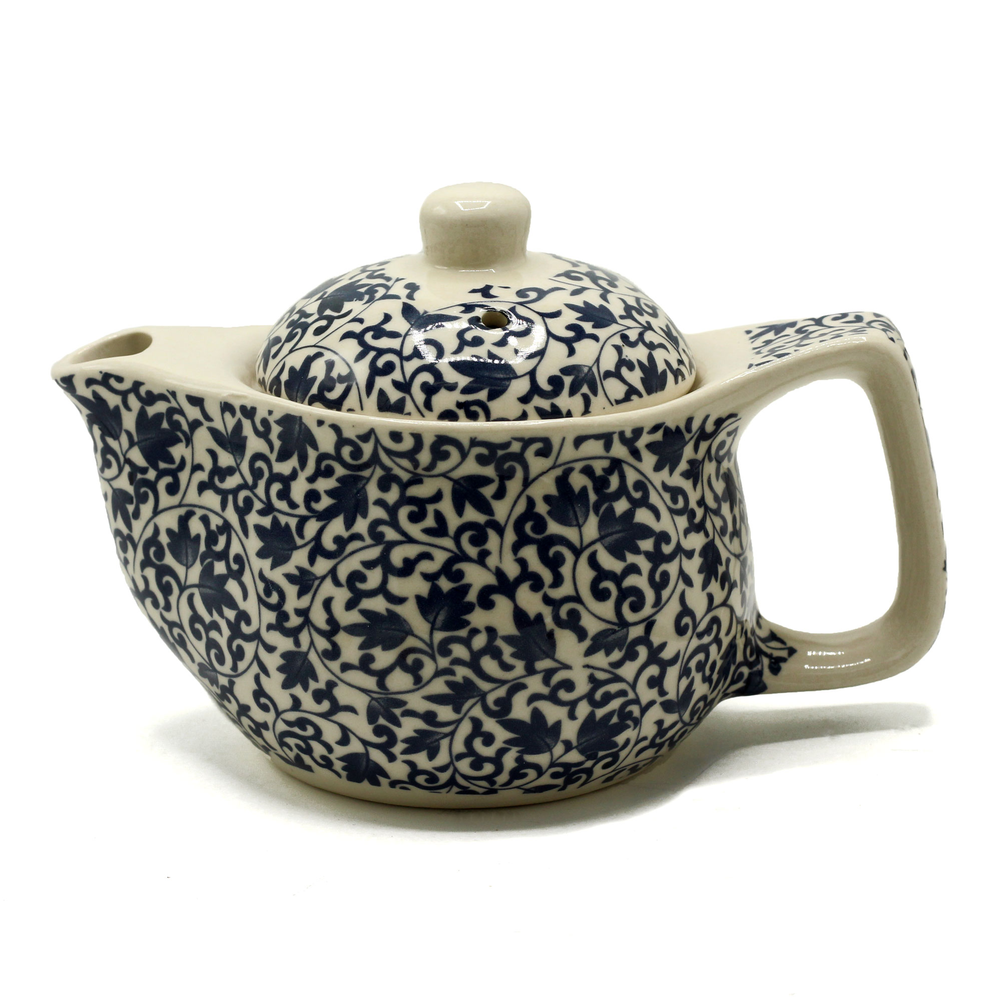 Blue Scroll Pattern Ceramic Herbal Teapot with Infuser (350ml)