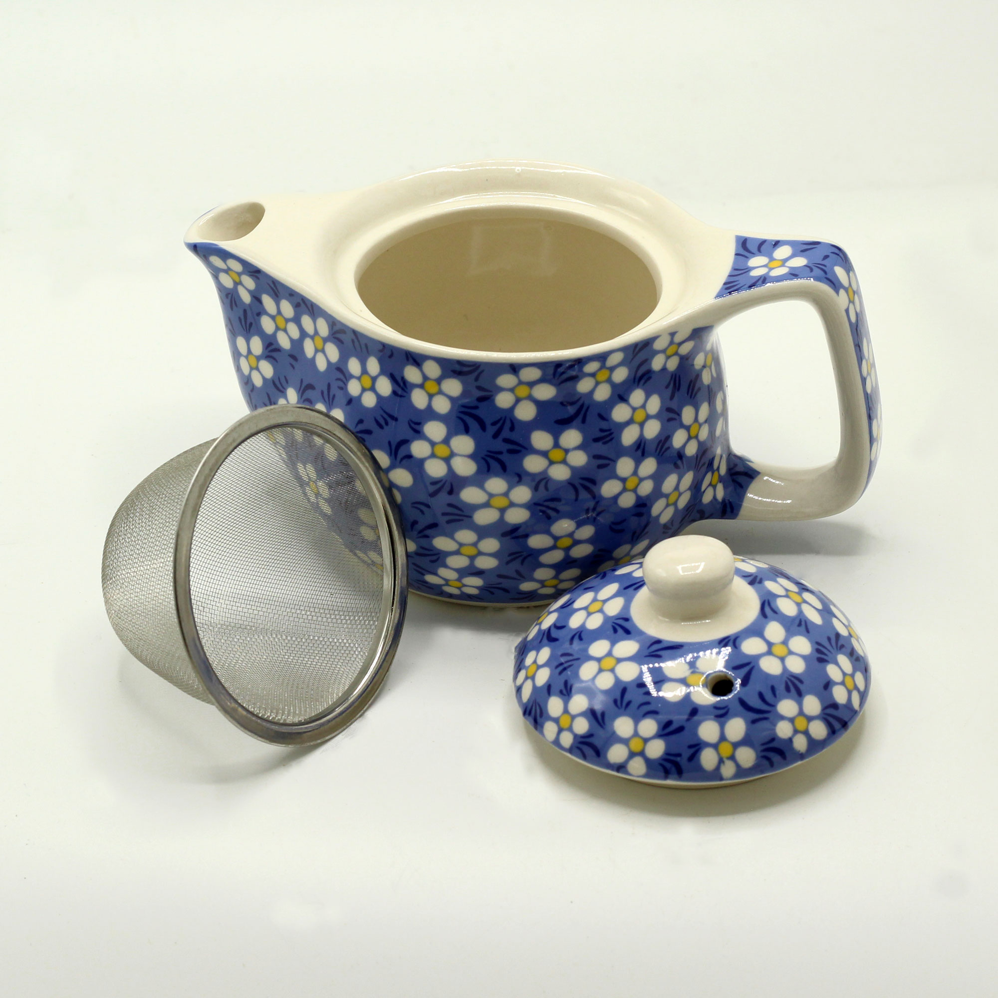 Blue Daisy Ceramic Herbal Teapot with Infuser (350ml)1