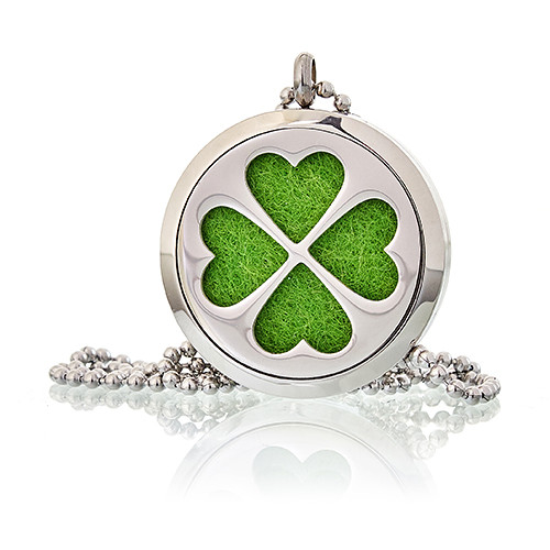 Aromatherapy Diffuser Necklace - Four Leaf Clover (30mm Stainless Steel)