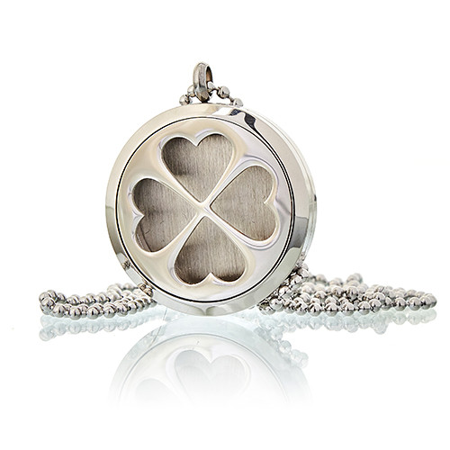 Aromatherapy Diffuser Necklace - Four Leaf Clover (30mm Stainless Steel)2