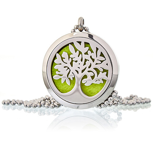 Aromatherapy Diffuser Necklace - Tree of Life (30mm Stainless Steel)