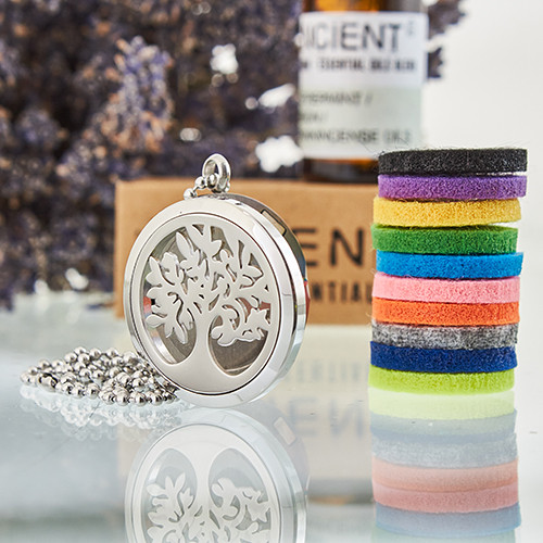 Aromatherapy Diffuser Necklace - Tree of Life (30mm Stainless Steel)1