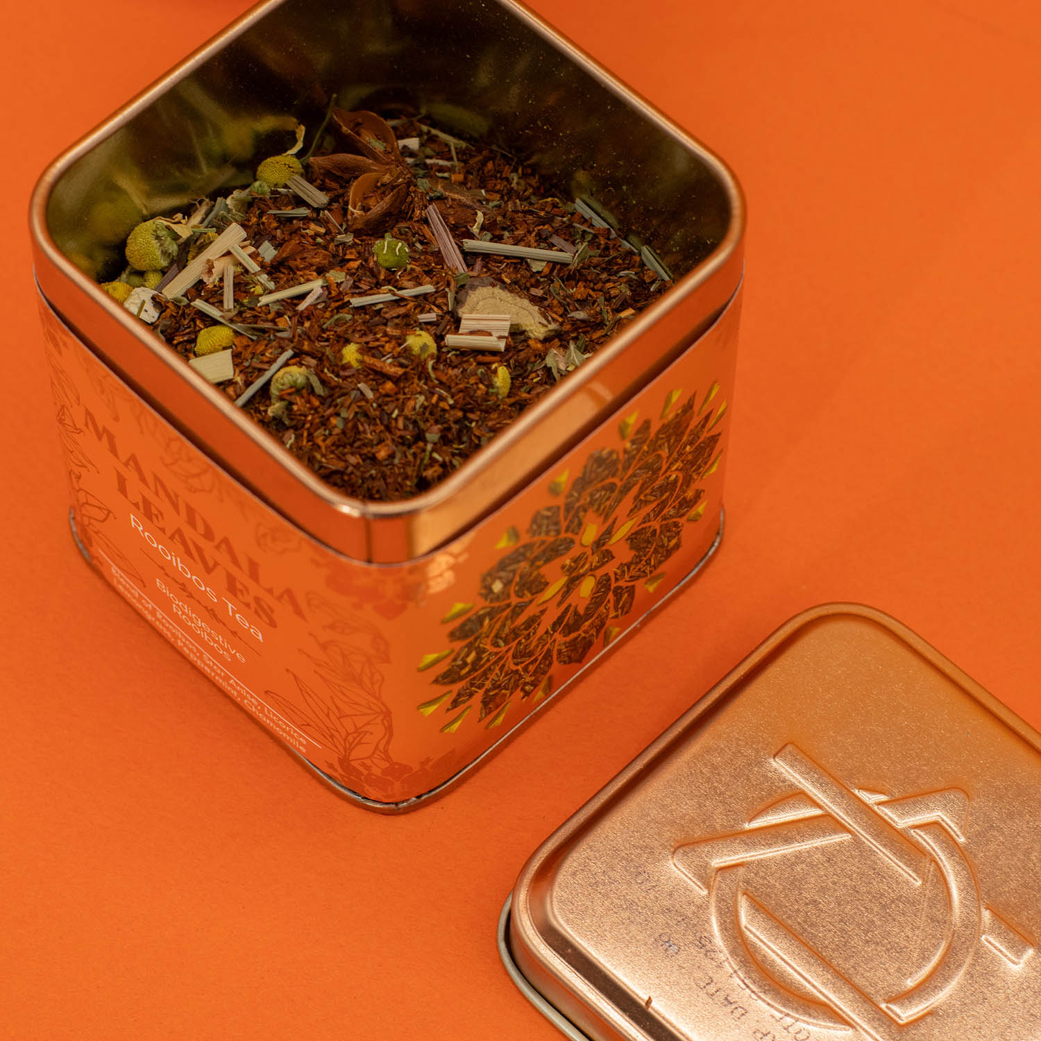 Mandala Leaves Red Bush Rooibos Infusion Tea - Biodigestive Star Anise & Mint (50g Tin)1