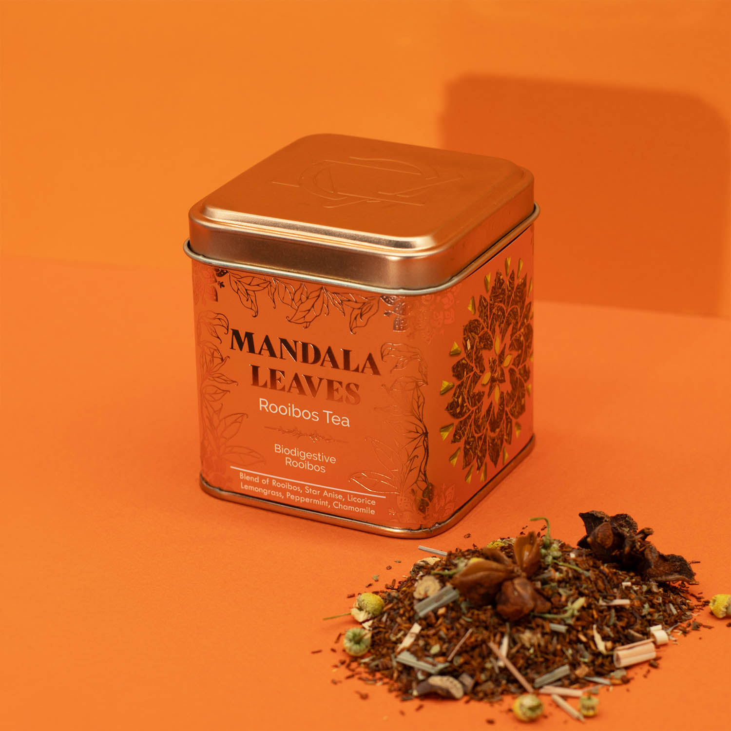 Mandala Leaves Red Bush Rooibos Infusion Tea - Biodigestive Star Anise & Mint (50g Tin)3