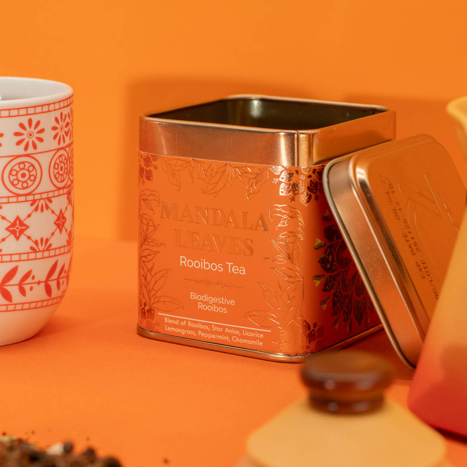 Mandala Leaves Red Bush Rooibos Infusion Tea - Biodigestive Star Anise & Mint (50g Tin)6