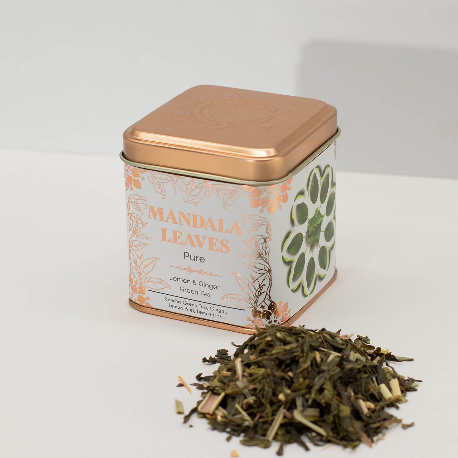 Mandala Leaves Pure Green Tea - Lemon & Ginger (50g Tin)1