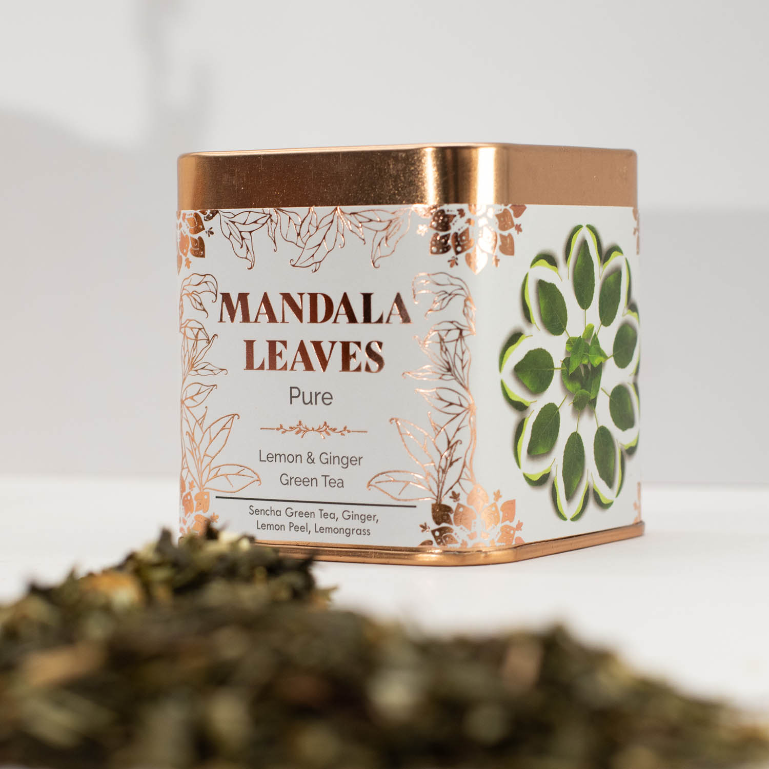 Mandala Leaves Pure Green Tea - Lemon & Ginger (50g Tin)3