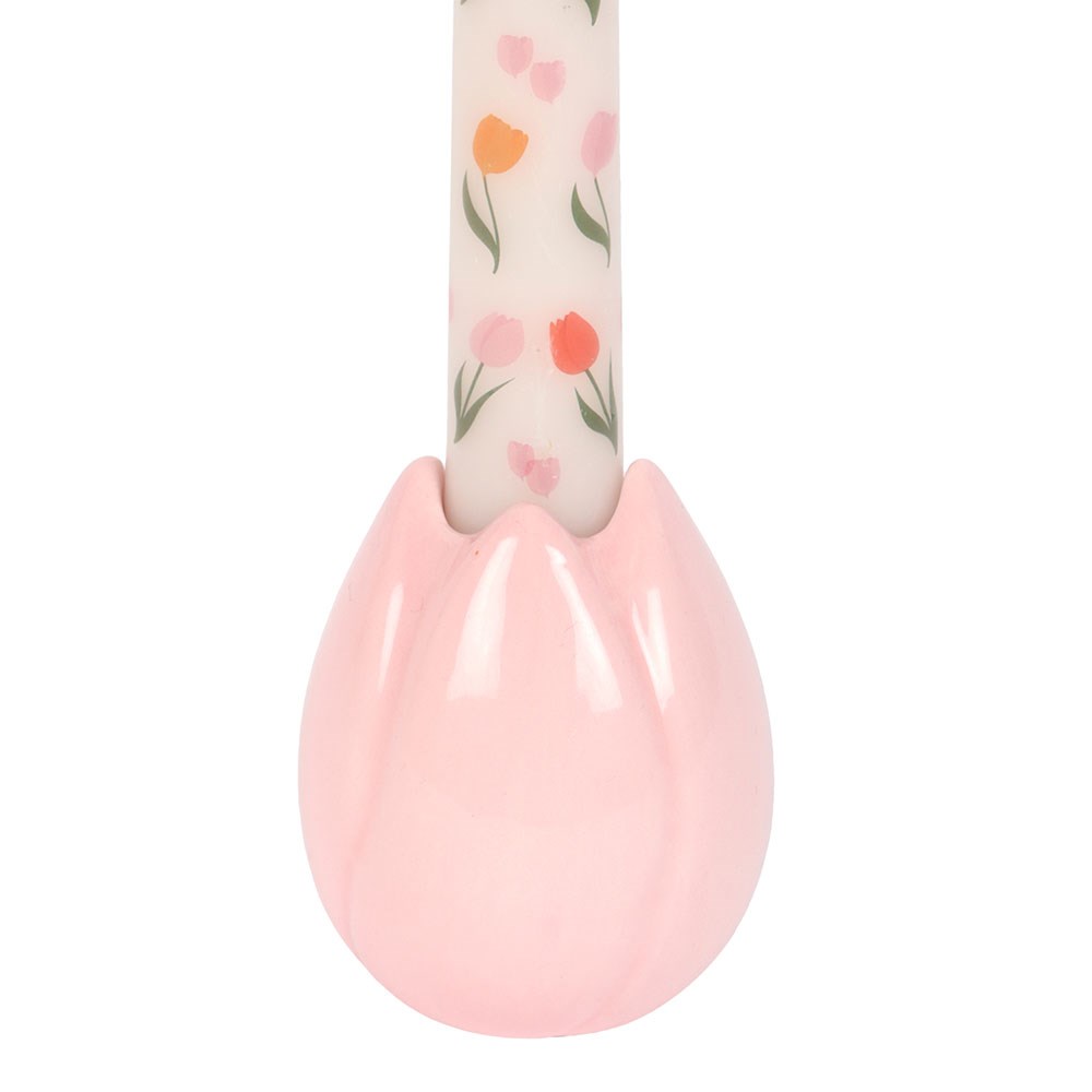 Pink Tulip Shaped Candle Holder1