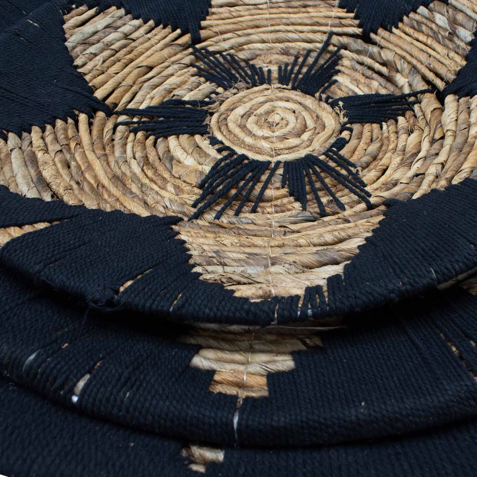 Woven Boho Wall Art Set - Black & Natural Seagrass (Set of 3)2