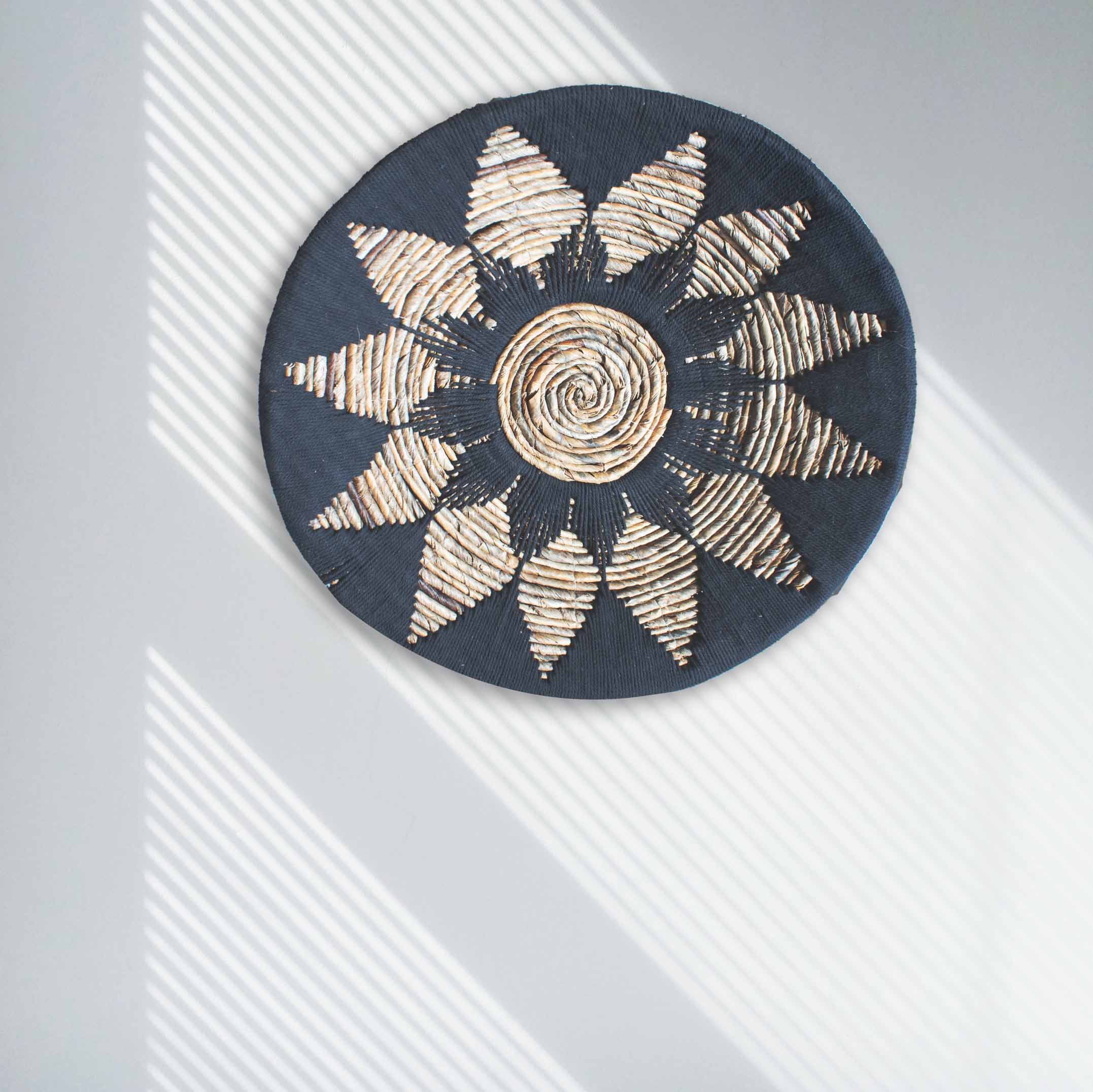 Woven Boho Wall Art Set - Black & Natural Seagrass (Set of 3)3