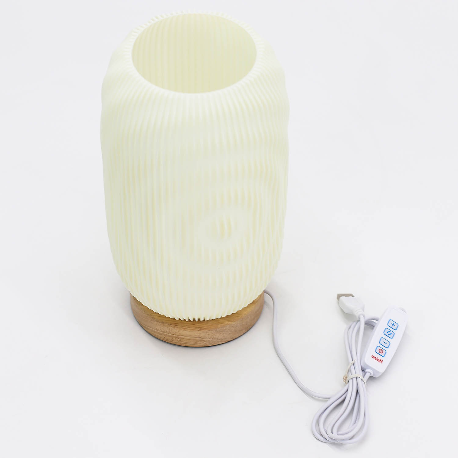 New Wave Modern Twisted Ribbed Table Lamp – Dimmable USB Ambient Light with Wooden Base2