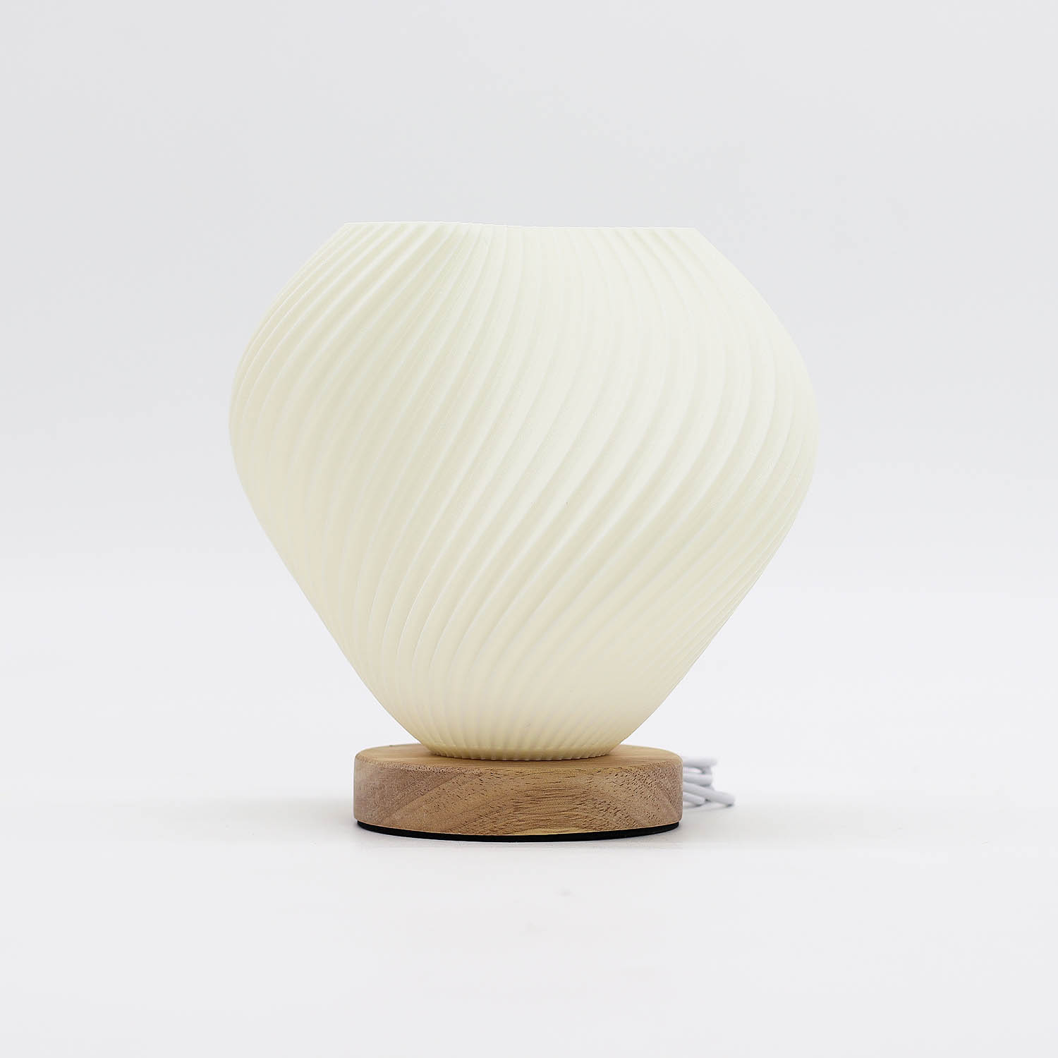 New Wave Shell Twisted Table Lamp – Dimmable USB Ambient Light with Wooden Base4