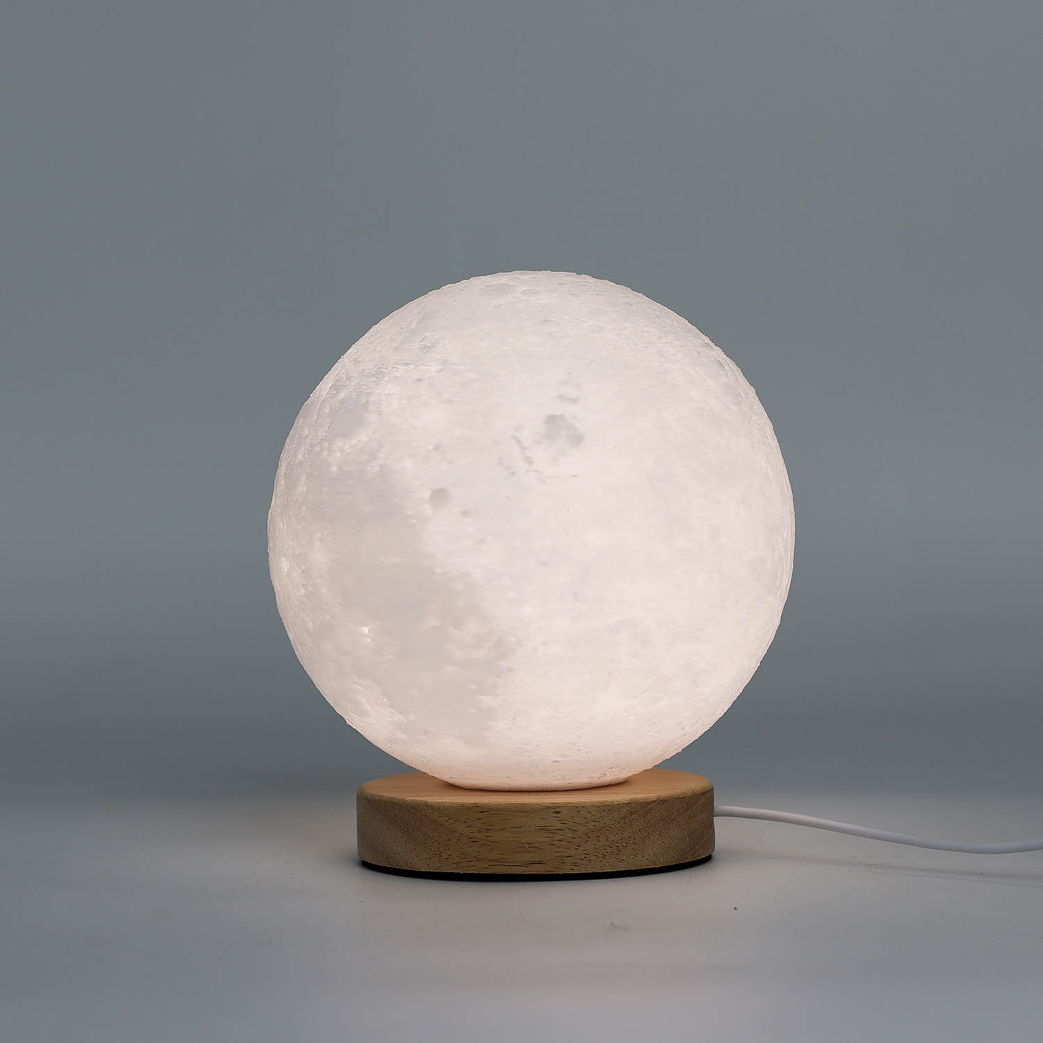 New Wave Lunar Glow Lamp – Realistic 3D Moon Light with Wooden Base