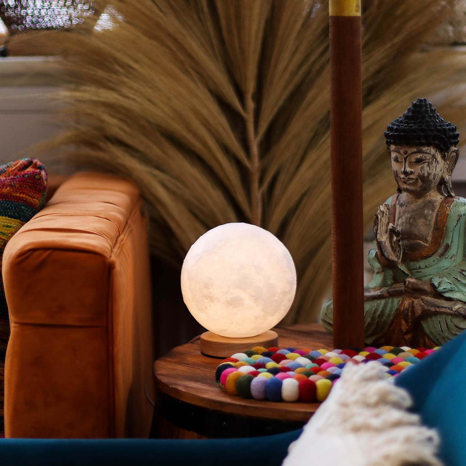 New Wave Lunar Glow Lamp – Realistic 3D Moon Light with Wooden Base4