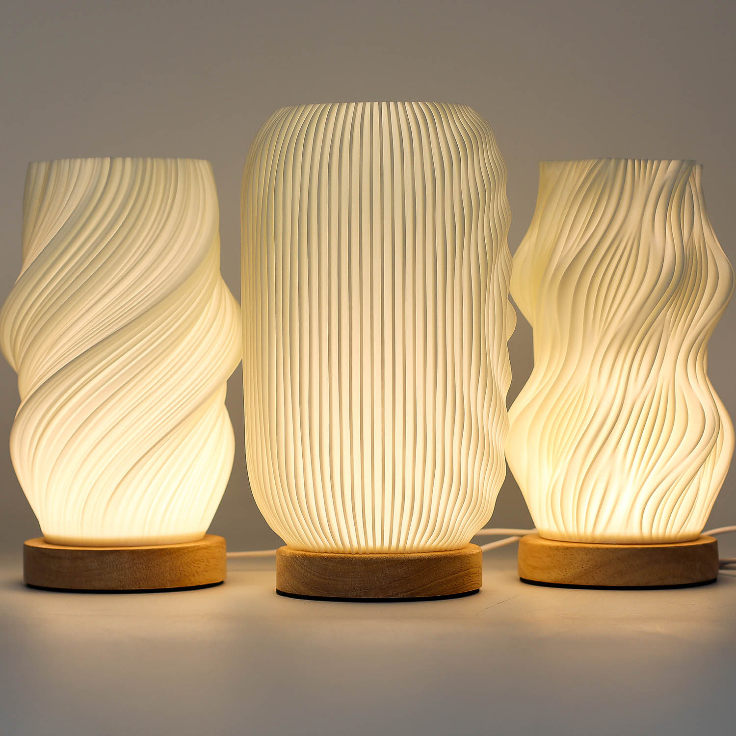 New Wave Cloud Twisted Table Lamp – Dimmable USB Ambient Light with Wooden Base4