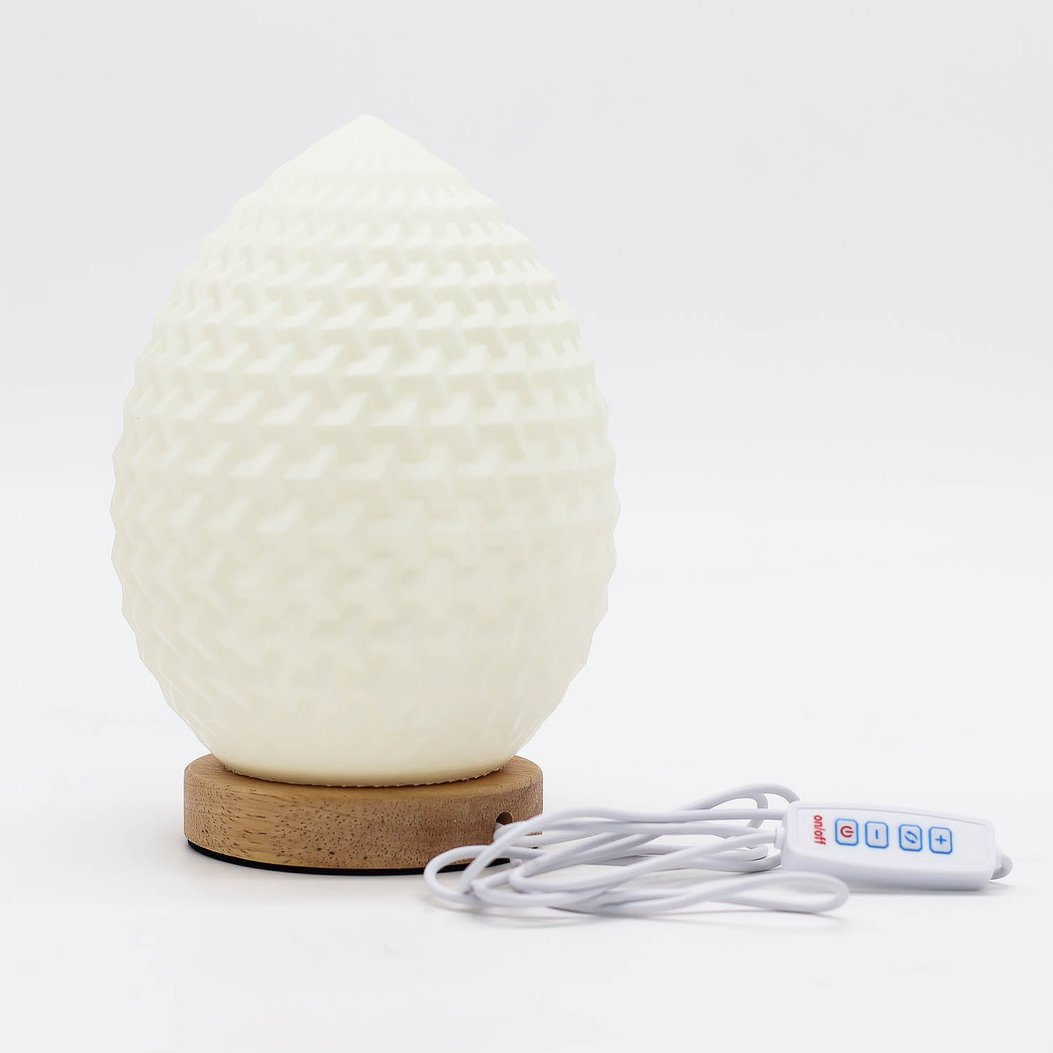 New Wave Teardrop Table Lamp – Dimmable USB Ambient Light with Wooden Base2