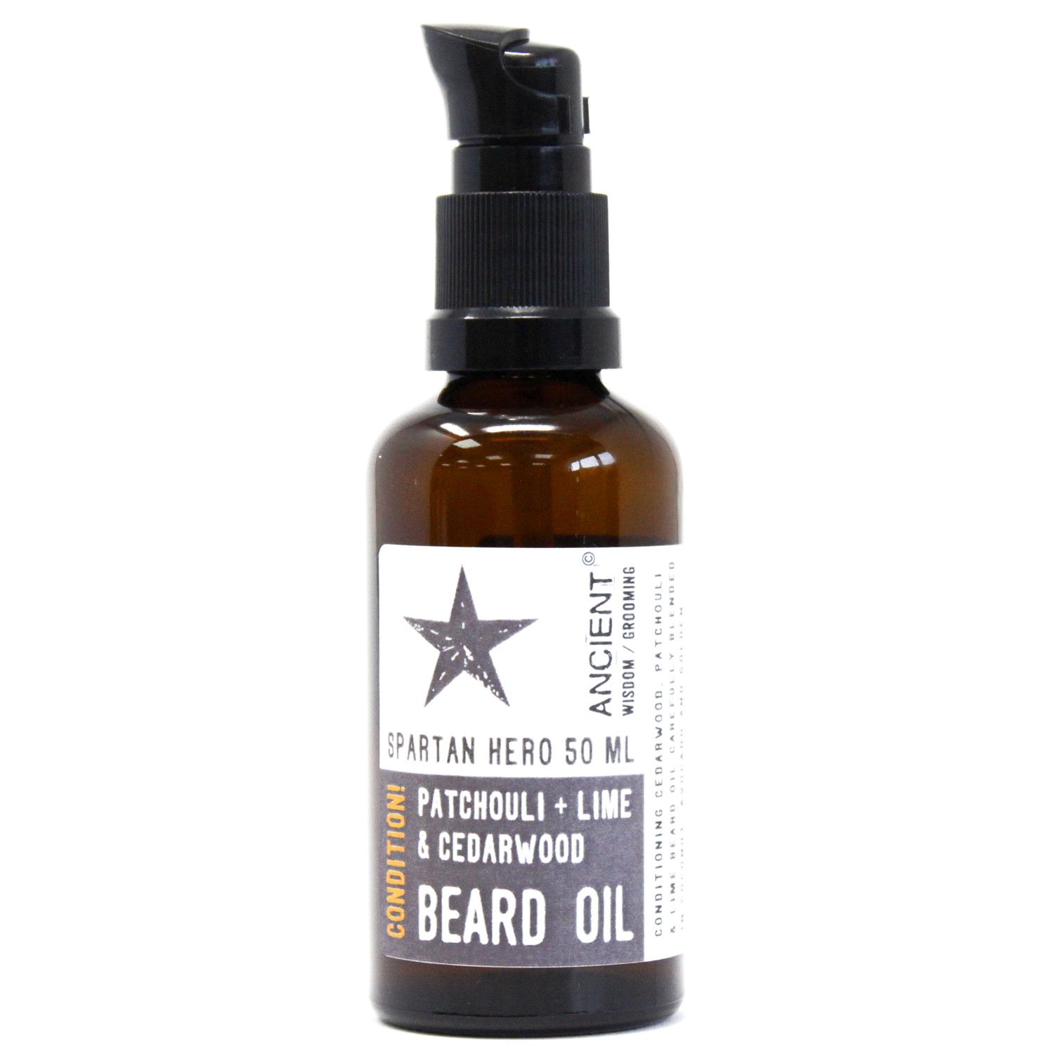 Spartan Hero Beard Oil - Condition! - Patchouli, Lime & Cedarwood (50ml)