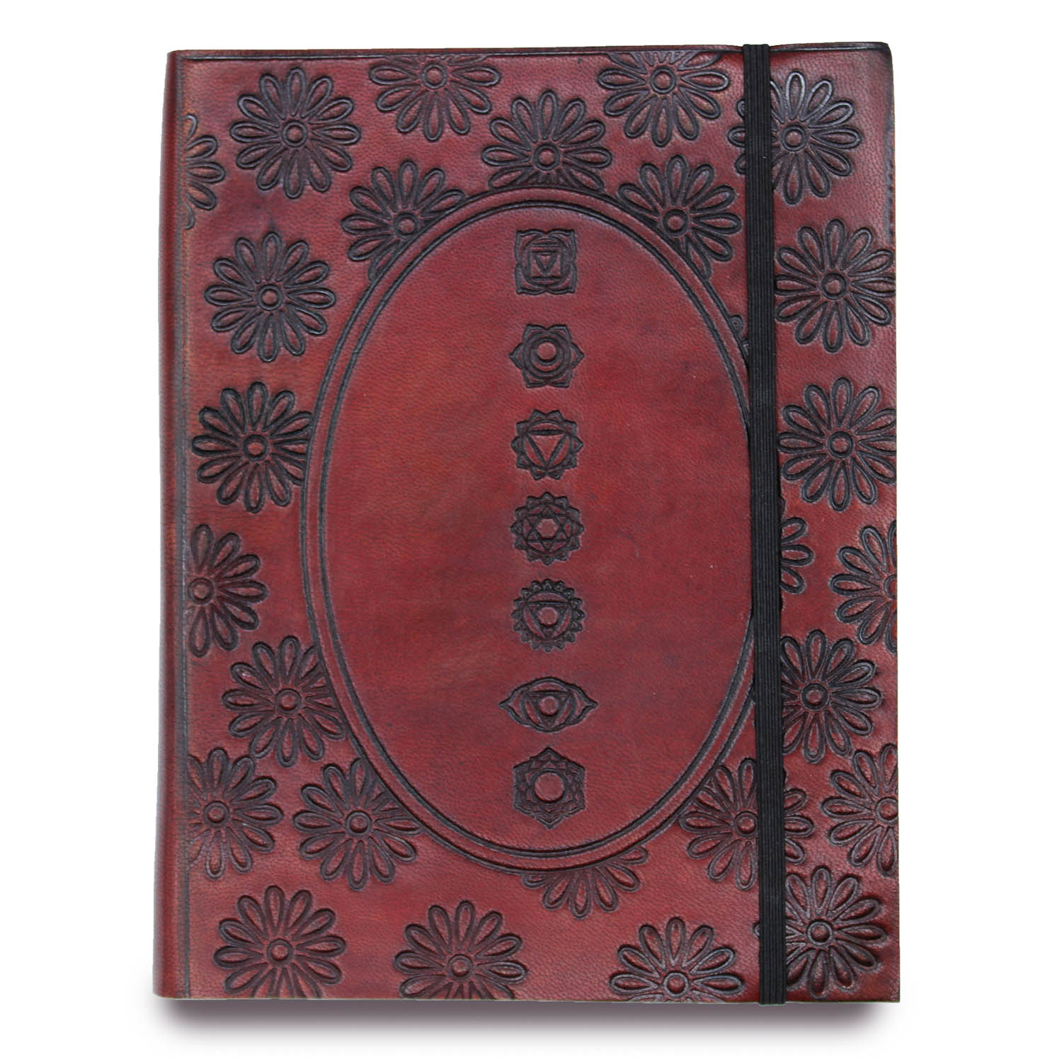 Handmade Chakra Mandala Leather Journal - Vegetable Tanned (20 x 15 cm)1