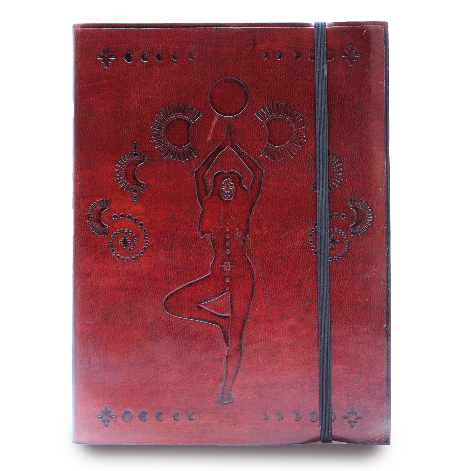 Handmade Cosmic Goddess Leather Journal - Vegetable Tanned (20 x 15 cm)2