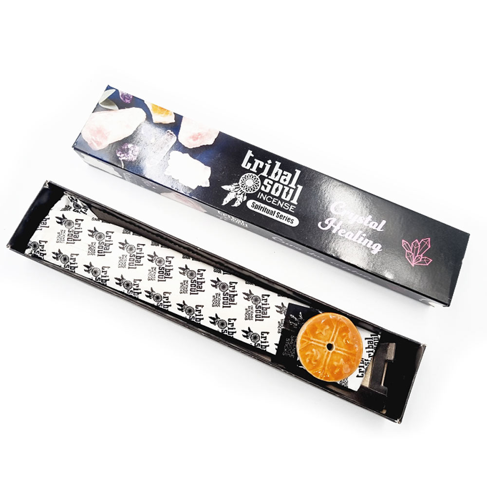 Tribal Soul Crystal Healing Smudge Incense Sticks with Ceramic Holder1