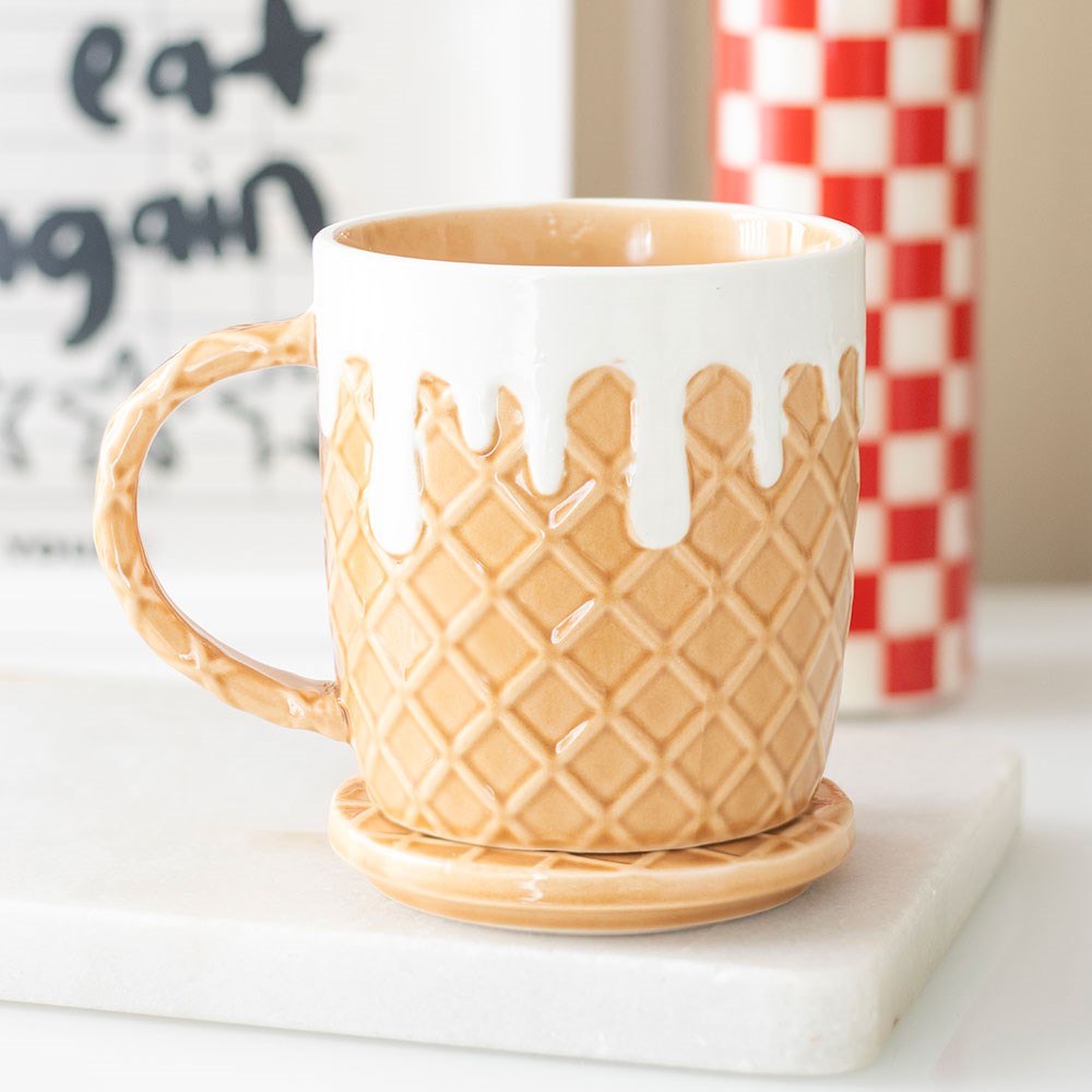 Caramel Waffle Mug and Coaster Set (550ml)3